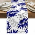 thumbnail image 1 of Blue Leaves Table Runner - 90 Inch Long, Kitchen Dining Table Runner Dresser Scarves, Abstract Modern Geometric Lines Simple Art Farmhouse Decor for Coffee Tables Wedding Party Banquet, 1 of 8