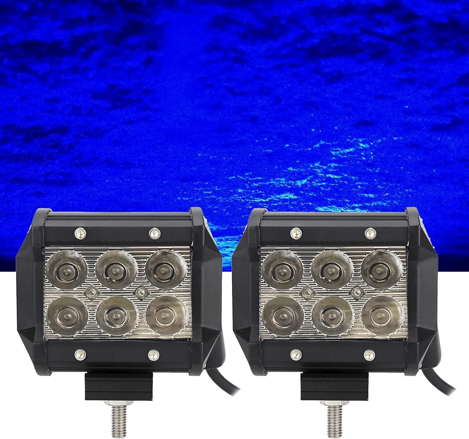 Blue Led Driving Lights 18W 4" Spot Light Bar Pod for Offroad Pickup