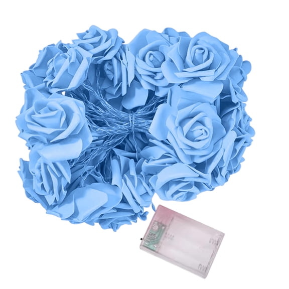 Blue Led Rose Flower String Lights For Decorative Illumination And Ambient Lighting Effects