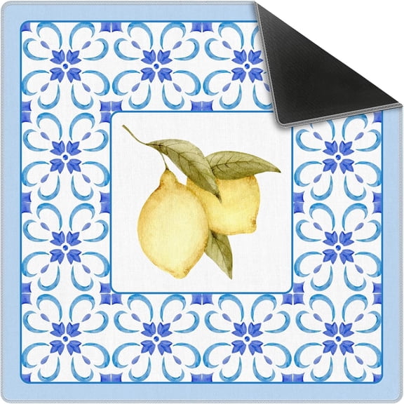 Blue Lemon Mahjong Mat 31.5 x 31.5in, Non-Slip Noise-Reducing for Poker, Cards & Board Games
