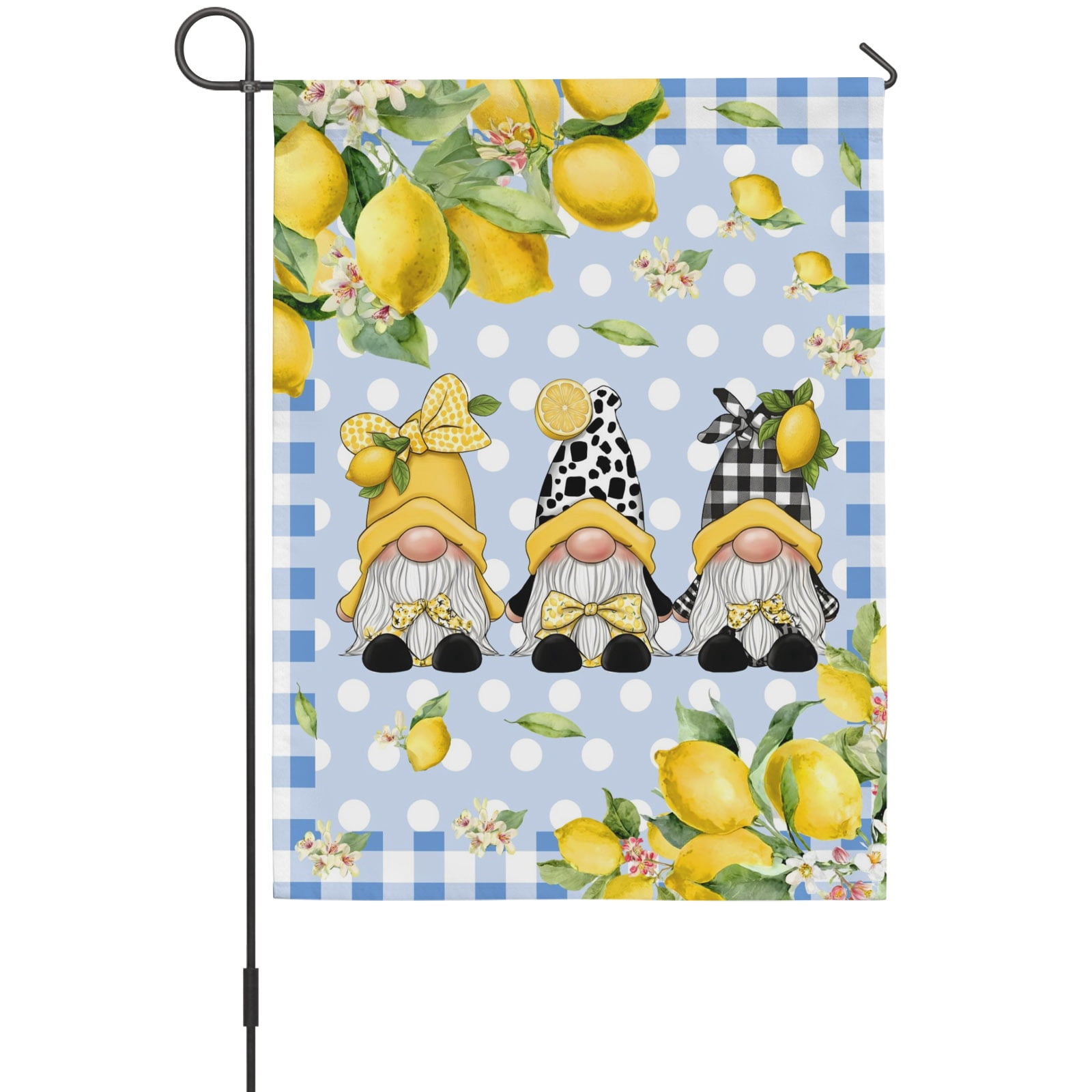 Blue Lemons House Flag 28 x 40 Inches, Gnomes Summer Fruit Flower ...