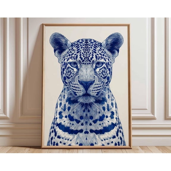Blue Leopard Big Cat Wall Art Print
