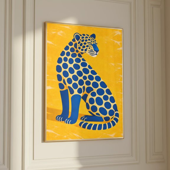 Blue Leopard Bold Minimal Animal Poster Unframed Paper Print