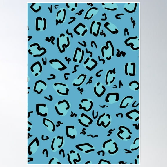 Blue Leopard Cheetah Jaguar Wild Animal Skin Pattern Poster Wall Art, Modern Wall Decor For Living Room Bedroom, 24x36 UNFRAMED