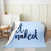Blue Leopard Flannel Blanket Plush Fuzzy Get Naked Fleece Throw Blanket for Kids Boys Girls Teens Modern Urban Cheetah Simple Room Decor Throw Breathable Soft Lightweight Microfiber 30" x 40"