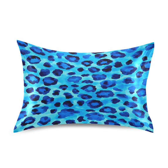 Blue Leopard Pattern King Size Satin Pillowcase 40''x20'' Double-Sided Print Soft Wrinkle Resistant