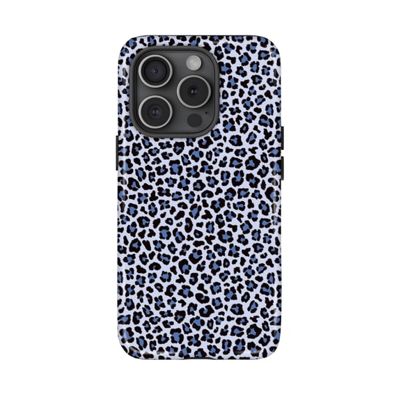 Blue Leopard Preppy Cheetah Aesthetic Phone Case with iPhone 17 through 11 Pro Max