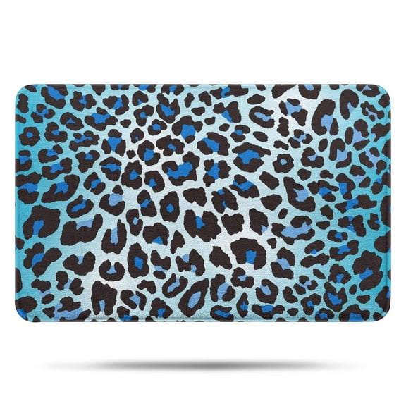 Blue Leopard Print Bathroom Rugs Mat,Non Slip Microfiber Bathroom Rug,Rubber Backing,Soft Bathroom Mats for Bathroom Floor,Tub and Shower,17x27in(43x68cm)
