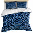 thumbnail image 1 of Blue Leopard Print Bedding 3 Piece Duvet Cover Set Twin Size, Vintage Abstract Animal Patterned Art Soft Microfiber Comforter Cover with Zipper Closure & Pillowcases, FadeResistant Quilt Cover, 1 of 9