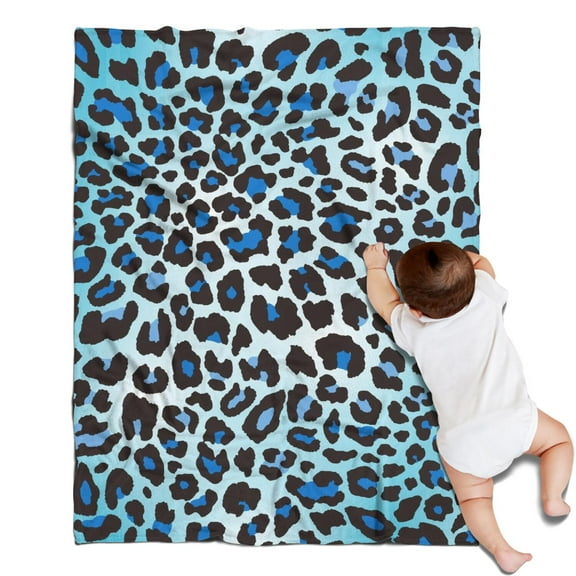 Blue Leopard Print Blanket,Comfortable Soft Flannel Throw Blanket,All Season,Warm Lightweight Blankets for Sofa Bed Couch Living Room Chair,30"x40"