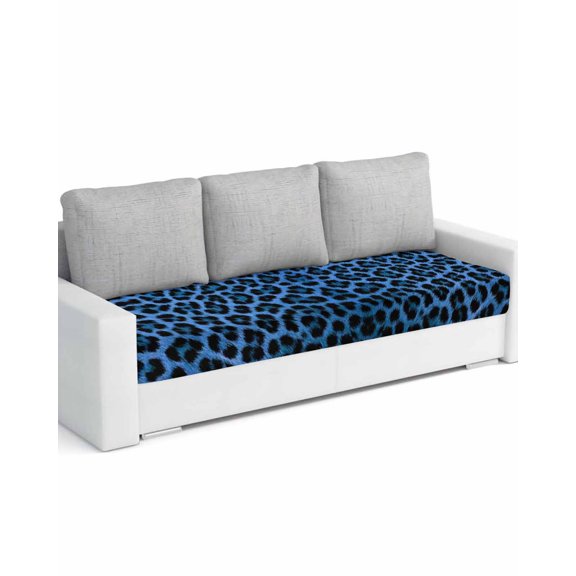 Blue Leopard Print Couch Cushion Covers Stretch, Washable Sofa Seat Covers Individual Seat Cushion Sofa Slipcovers Vintage Abstract Animal Patterned Art Couch Cover Furniture Protector L-1PCS