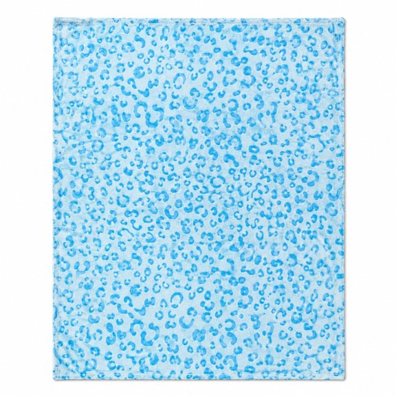 Blue Leopard Print Fleece Throw Blanket, Soft Polyester Couch Blanket