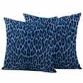 thumbnail image 1 of Blue Leopard Print Outdoor Waterproof Pillow Covers, Vintage Abstract Animal Patterned Art Decorative Square Throw Pillowcase Sofa Cushion Sham for Patio/Couch/Chair, 20"x20" 2 Pack, 1 of 8