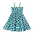 Blue Leopard Print Pattern Girls' Casual Dresses 2Y-8Y Sleeveless ...