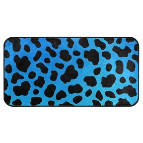 Blue Leopard Print Pattern Kitchen Runner Rug 39x20 in Non Slip Absorbent Cushioned Laundry Bathroom