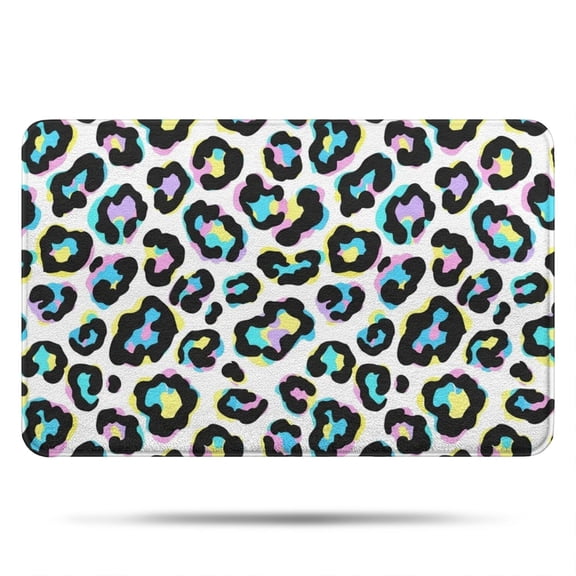 Blue Leopard Print Pattern Non Slip Microfiber Bathroom Rugs, Soft Rubber Backing Bath Mats for Bathroom Floor Tub and Shower,17"x27"