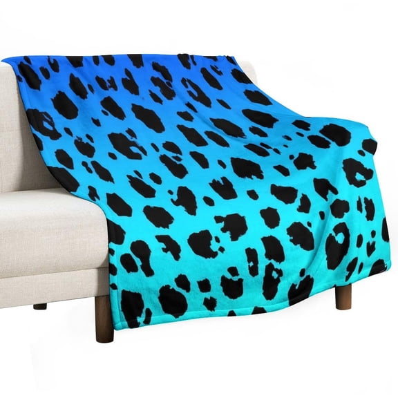 Blue Leopard Print Pattern Throws Blankets for Sofa Bed Winter Plush Warm Blanket Holiday Gifts