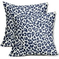 thumbnail image 1 of Blue Leopard Print Pillow Covers 20x20 Set of 2 Navy Blue Cheetah Animal Pattern Chinoiserie Decorative Throw Pillows Outdoor Pillowcase Linen Cushion Case Decor for Sofa Couch Bed, 1 of 6