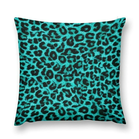 Blue Leopard Print Pillow Covers, Square Soft Decorative Throw Pillowcases Short Plush Cushion Case Suitable for Sofa Bedroom Living Room Office Car Home Decor 16 "×16 "