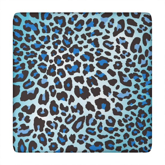 Blue Leopard Print Square Fitted Tablecloth with Elastic Edge,Square Table Cover,Washable Elastic Table Cover for Home Kitchen Party Decor 34"x34"