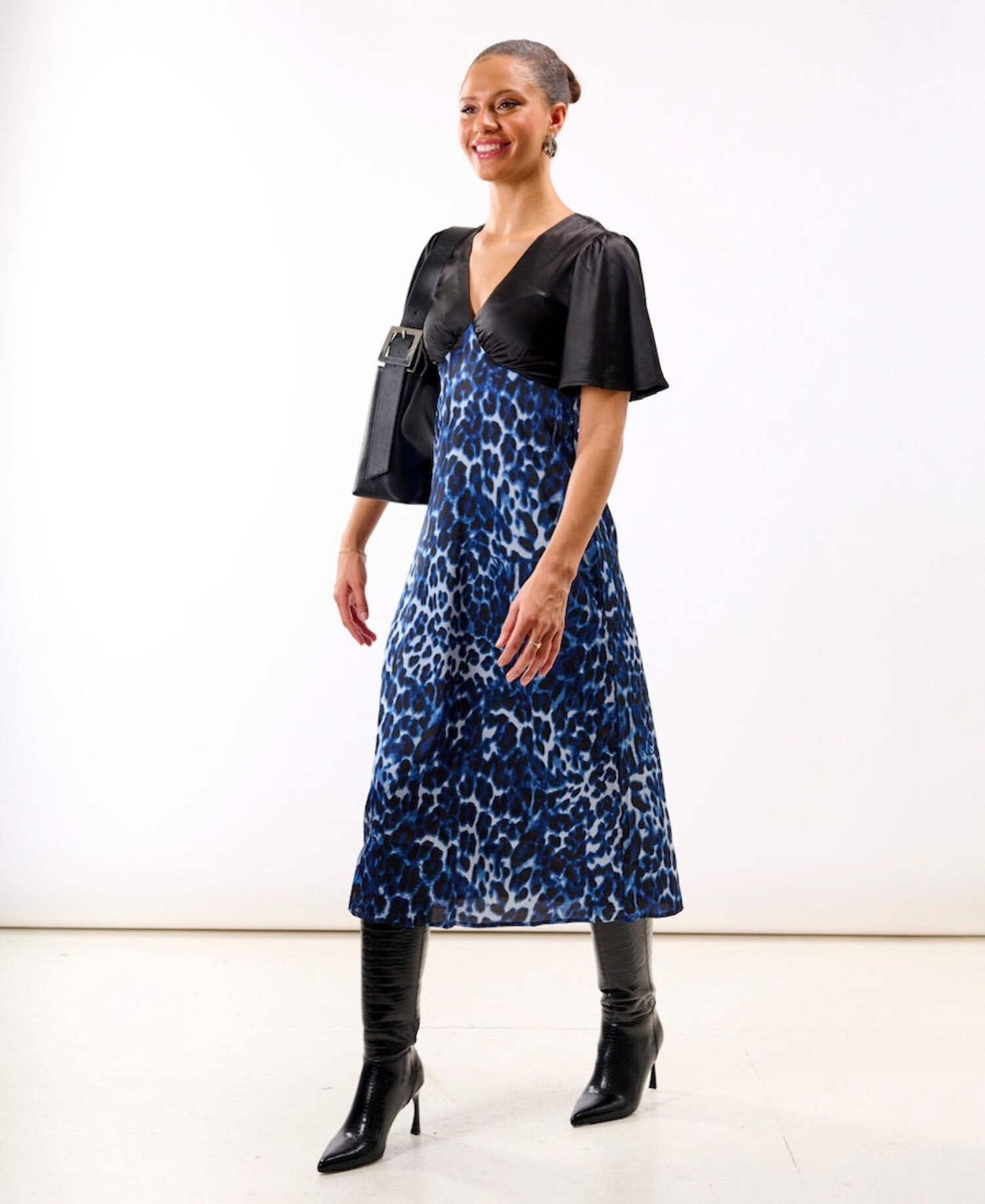 boho summer midi dress Women Cotton Midi Dress, Hand Block Printed Floral Dress, Boho Chic Flowy Gown, Long Sleeves With Pockets, Flowy Sustainable Gift For Her