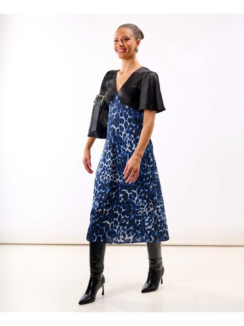 satin leopard midi dress Leopard Print Lace Trim Satin Midi Slip Dress