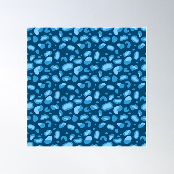 Blue Leopard Seam Print Poster Wall Art, Modern Wall Decor For Living Room Bedroom, 24x24 UNFRAMED