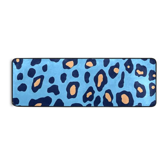 Blue Leopard Skin Pattern Runner Rug 24x72 Inch Cushioned Non Slip Soft Absorbent Floor Mat
