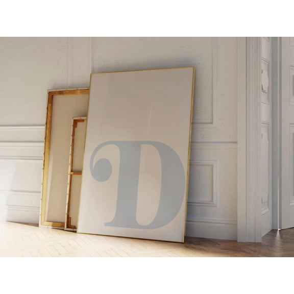 Blue Letter D Alphabet Initial Wall Art, Stretched Canvas Size 8x12