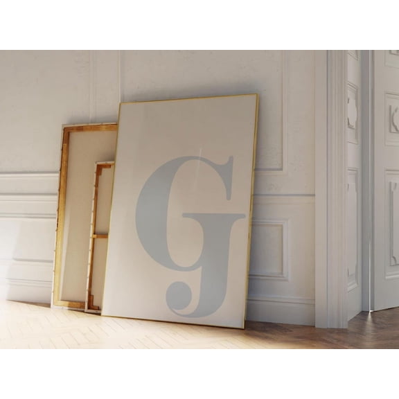Blue Letter G Alphabet Minimal Wall Art, Unframed Paper Print Size 8x12