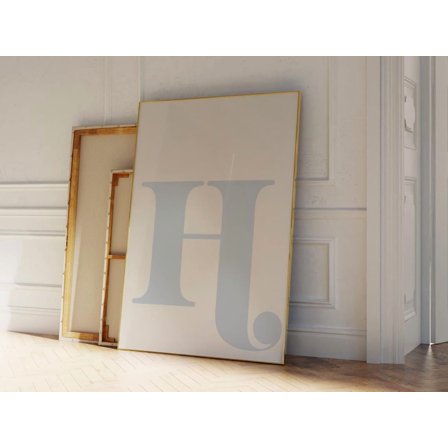 Blue Letter H Alphabet Dorm Wall Art, Unframed Paper Print Size 8x12