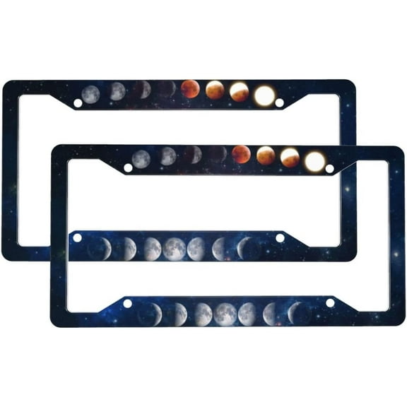 Blue License Plate Frame Starry Sky Galaxy License Plate Frame 2 Pack Set Novelty Car Plate Frame Licenses Plate Aluminum Metal License Plates Auto Car Tag for US Canada Standard License Plate Covers