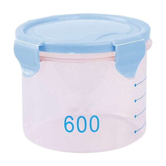 Blue Lid Clear Storage Jar, Sealed Food Container with Measurement Marks, Kitchen Pantry Organizer for Dry Goods and Snacks, Yogurt and Cake Storage Container with Lid
