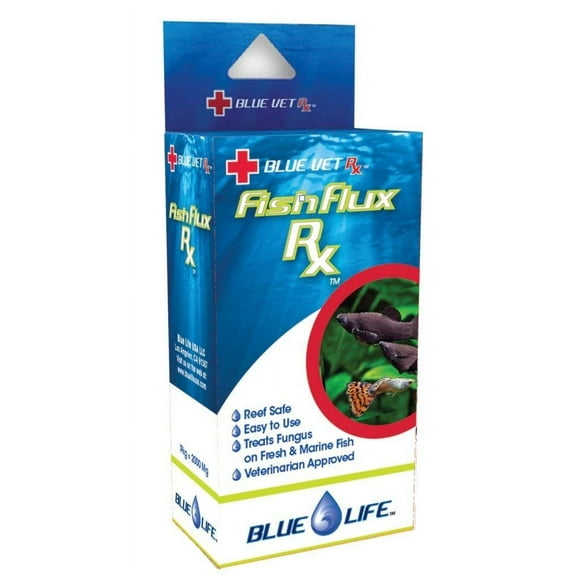 Blue Life FishFlux Rx Treats Fungus on Freshwater and Marine Aquarium Fish [Aquarium Bacteria and Fungus Care, Aquarium Supplies] 6000 mg (3 x 2000 mg)