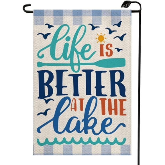 Blue Life Is Better At The Lake Garden Flag 12x18 Inch Double Sided Small Summer Lakeside Flags Holiday Lake House Decor Outside Decorations For Yard