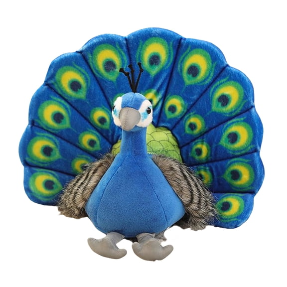 Blue Lifelike Peacock Bird Plush Stuffed Animal Toy Soft Cuddle Home Decor Ornament For Kids Room Display