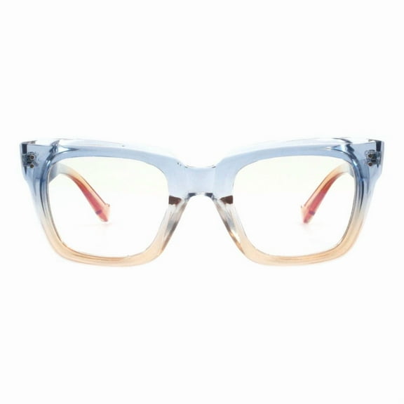 Blue Light Blocker Glasses Thick Square Translucent Blue Peach Unisex UV400