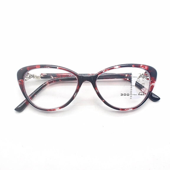 Blue Light Blocking Cat Eye Retro Progressive Multi-focus Reading Glasses 2.50 for Women, Red Tortoiseshell Readers +2.50 Strength