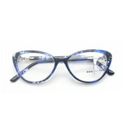 Blue Light Blocking Cat Eye Retro Progressive Multi-focus Reading Glasses 3.50 for Women, Blue Tortoiseshell Readers +3.50 Strength