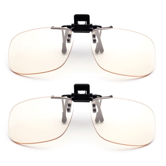Blue Light Blocking Clip-on/Flip-up Computer Glasses Video Gaming Glasses Rimless Prevents Eye Strain and Fatigue From Computer,Tablet, Phone Screens | Easy Fits on Rx Frames-2 Packs
