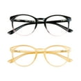 thumbnail image 1 of Blue Light Blocking Glasses, 2 Pack Computer Reading Glasses for Anti Eyestrain，Stylish Oval Frame, Anti Glare(Black Purple + Champagne, +0.75 Magnification), 1 of 6