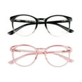 thumbnail image 1 of Blue Light Blocking Glasses, 2 Pack Computer Reading Glasses for Anti Eyestrain，Stylish Oval Frame, Anti Glare(Black Purple + Clear Pink, +0.75 Magnification), 1 of 6