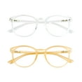 thumbnail image 1 of Blue Light Blocking Glasses, 2 Pack Computer Reading Glasses for Anti Eyestrain，Stylish Oval Frame, Anti Glare(Clear + Champagne, +1.75 Magnification), 1 of 6