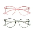 thumbnail image 1 of Blue Light Blocking Glasses, 2 Pack Computer Reading Glasses for Anti Eyestrain，Stylish Oval Frame, Anti Glare(Clear Pink + Clear Gray, +2.25 Magnification), 1 of 6