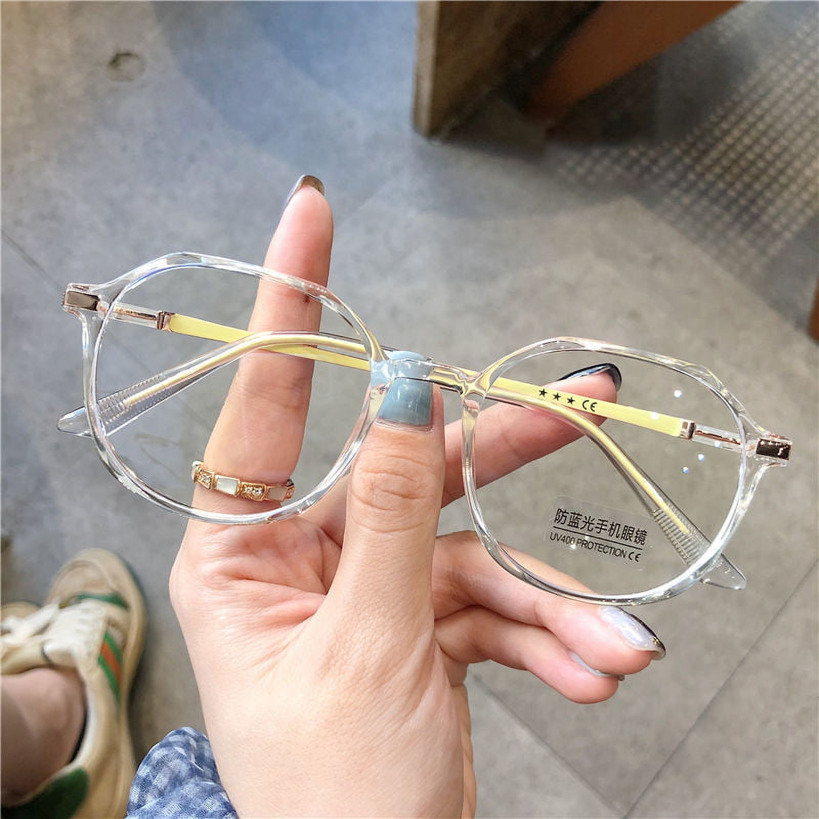 Blue Light Blocking Glasses Cute Anti Eye Strain Fashion Frame Glasses for Reading Play Computer, Size: One size, Gold