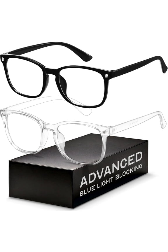Blue Light Blocking Glasses - Fashion Square Eyeglasses, Anti UV Ray Computer Gaming Glasses Blue Blockers for Women/Men