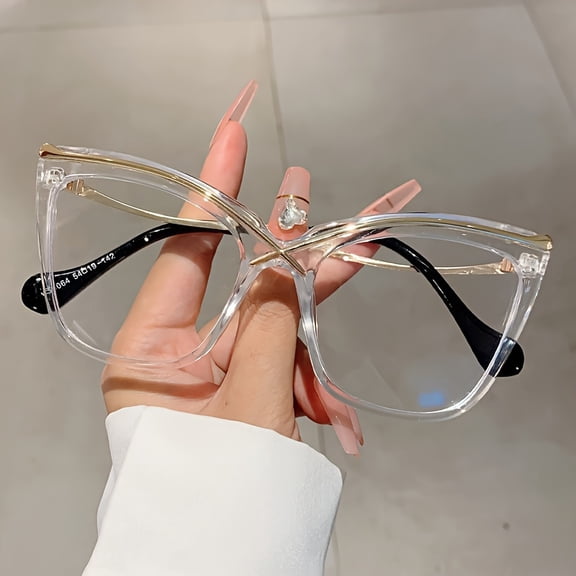 Blue Light Blocking Glasses Large Cat Eye Jelly Frame Clear Lens Computer Glasses Decorative Spectacles for Women Men
