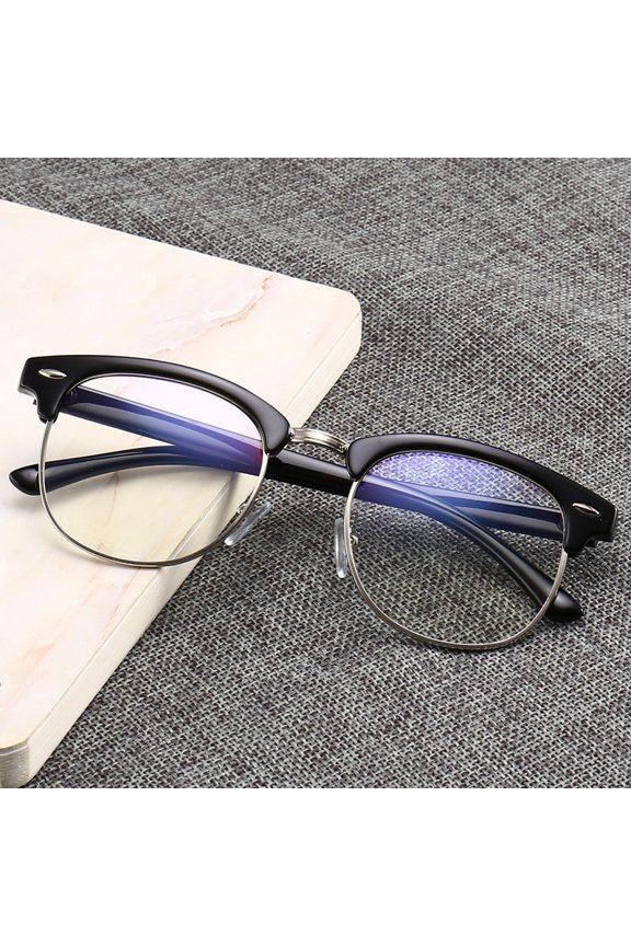 Men's Blue Light Blocking Glasses with Metal PC Frame Versatile Flat Lens Eyewear Black Framed Gold Frame and Black