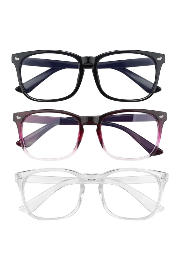 Blue Light Blocking Glasses for Screen Time, Anti Eye Strain Computer Glasses with UV Protection, Lightweight Non-Prescription Eyewear for Men and Women