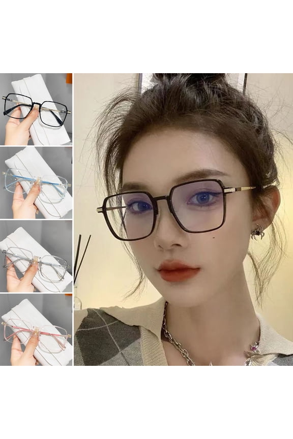 Blue Light Blocking Glasses Unisex Large Frame Clear View Strong Hinge Color-changing Transparent with Brim Eye Protection Clear Bluelight Glasses Spectacles